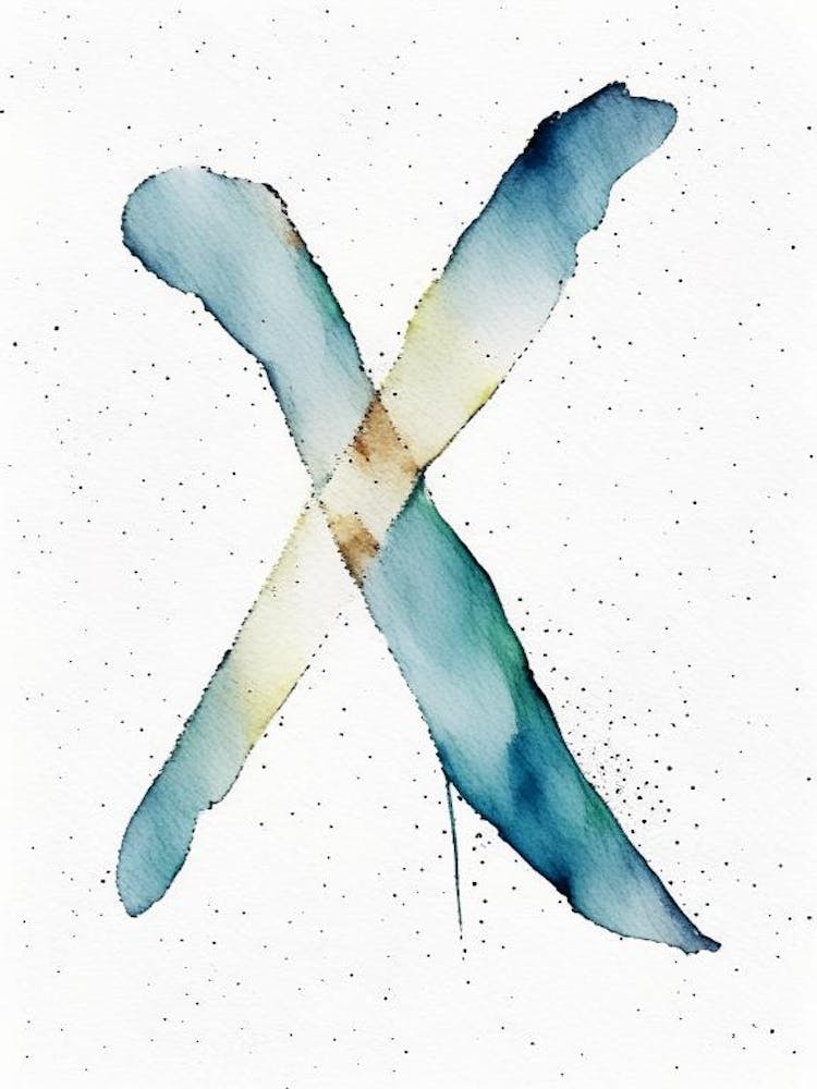 X, Letter, Alphabet Minimalist Watercolour 4