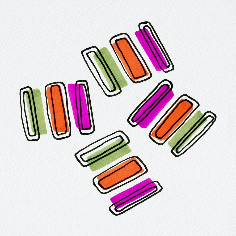 Rectangle Shapes Groupie Green Purple Orange