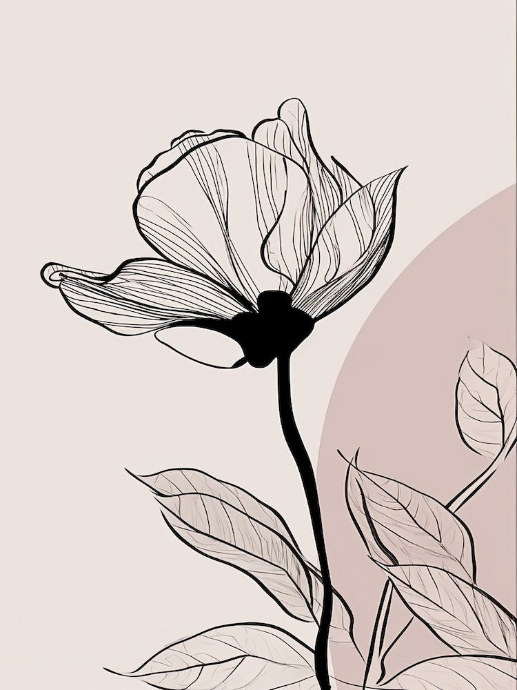 Lilies Line Art Flowers Illustration Neutral 6