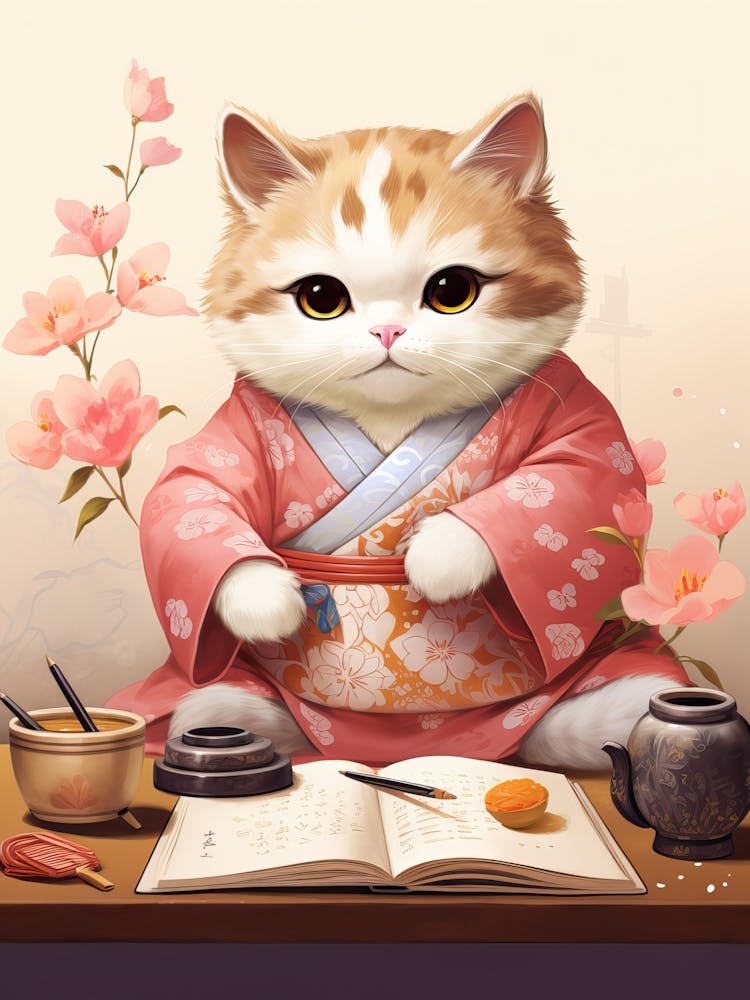 Kawaii Cat Drawings Writing 2