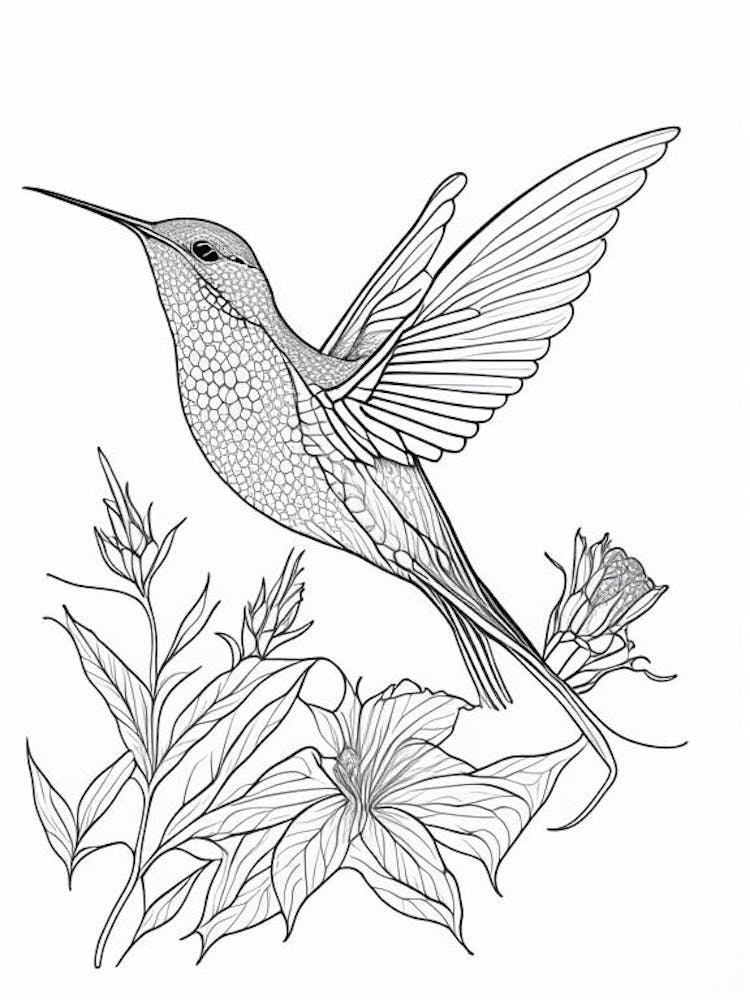 Allen S Hummingbird William Morris Line Drawing 2