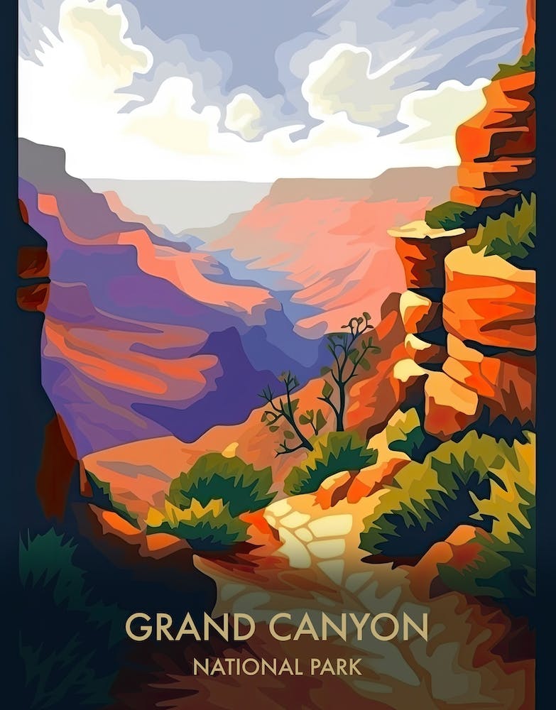 Grand Canyon National Park Travel Poster Illustration Style 3