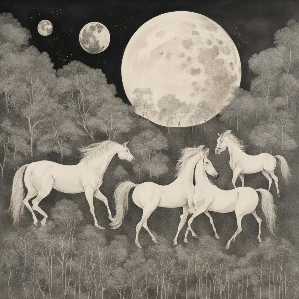 Horses In The Moonlight