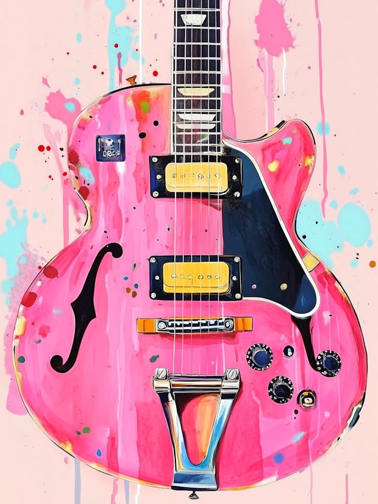 Pink Guitar Canvas Print