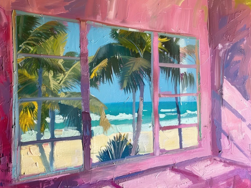 Miami Beach From The Window View Painting 1