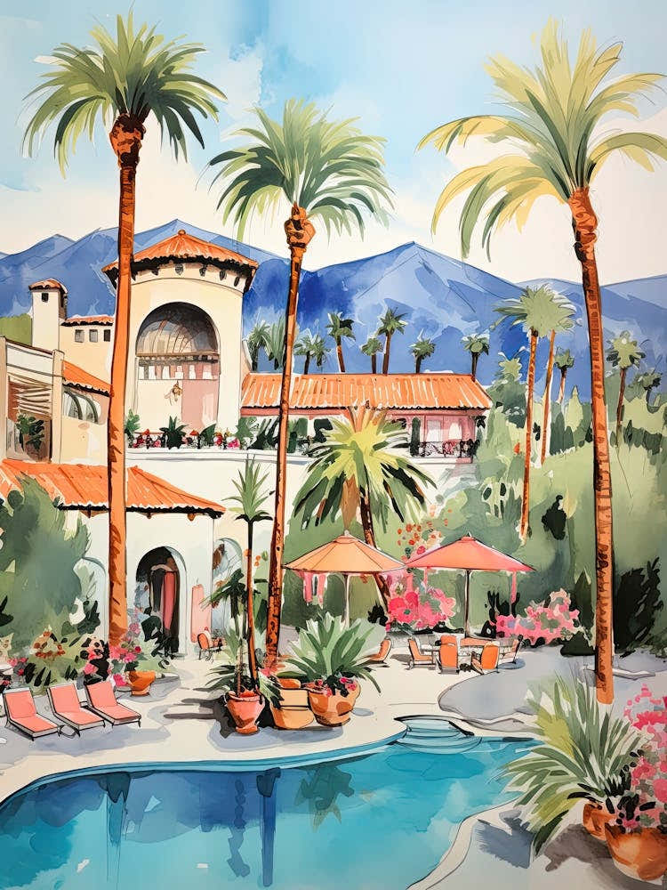 The Chateau At Lake La Quinta   La Quinta, California   Resort Storybook Illustration 1
