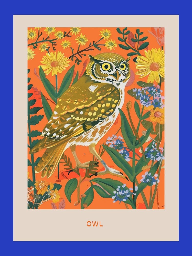 Spring Birds Poster Owl 2