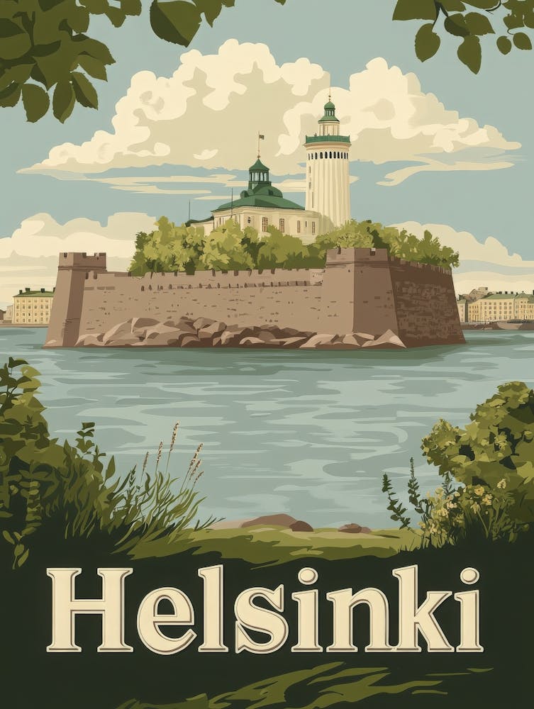 Aihrgdesign - Une Affiche de Voyage Moderne Mid-Century pour Helsinki 1