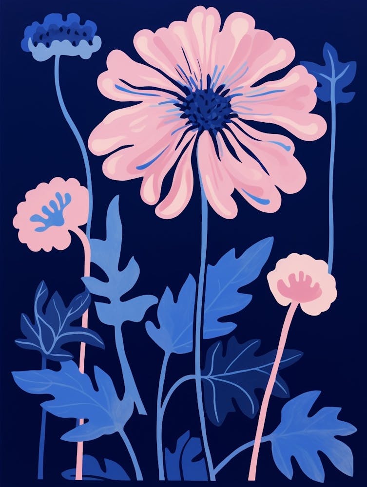 Blue Flower Illustration Chrysanthemum 2