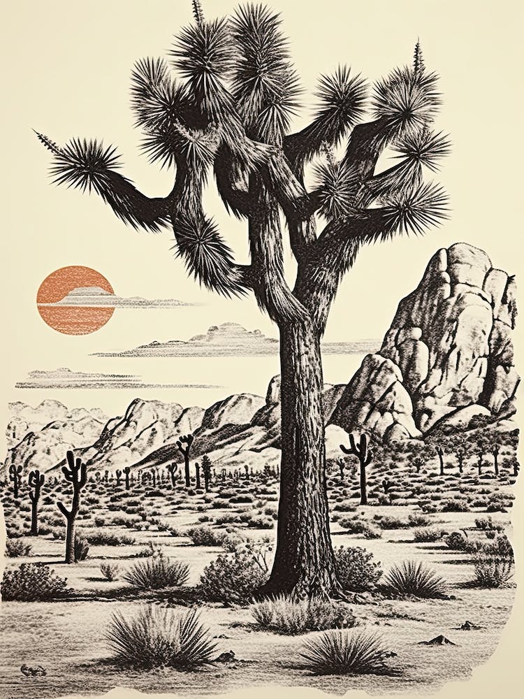 Joshua Tree National Park Retro Illustration 2