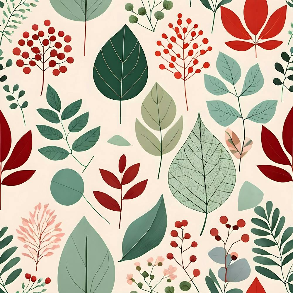 Christmas Leaves Seamless Pattern