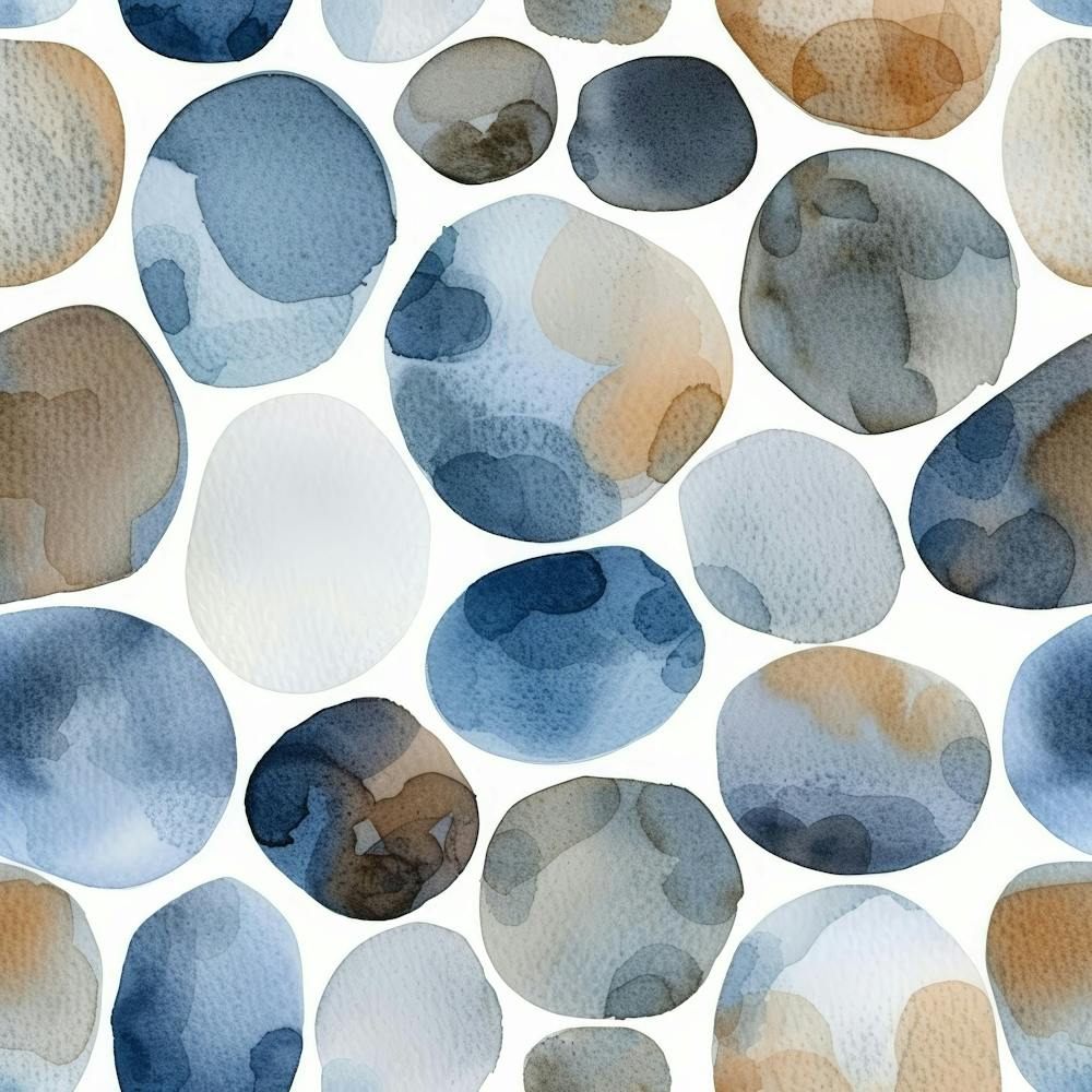 Blue And Brown Watercolor Pebbles