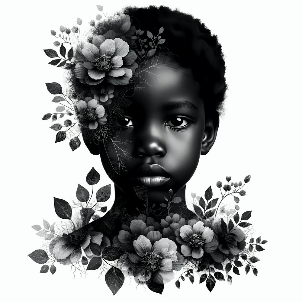 Black Girl With Flowers 