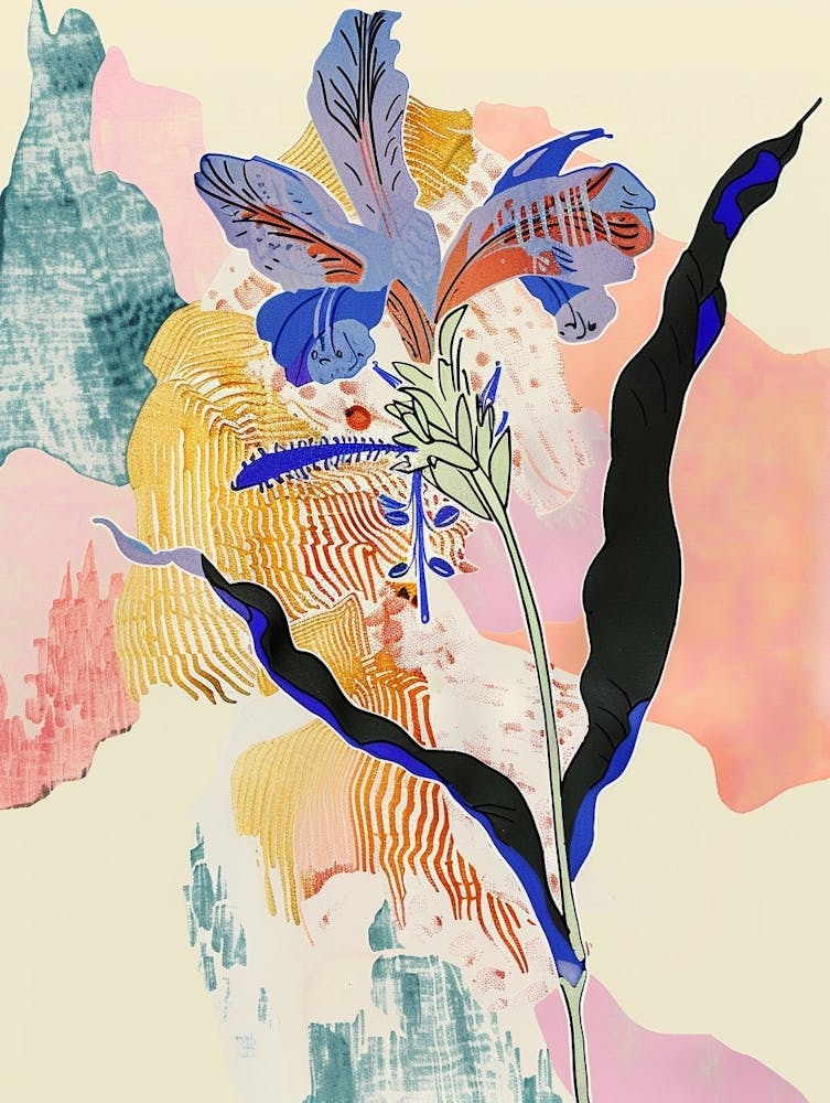 Colourful Flower Illustration Delphinium 3