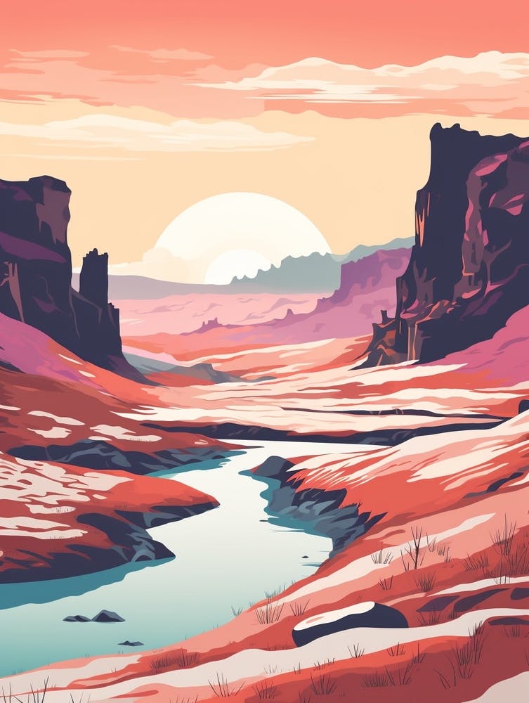 Vintage Winter Travel Illustration Iceland 4