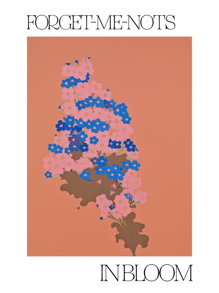 Forget Me Nots In Bloom Flowers Bold Illustration 3