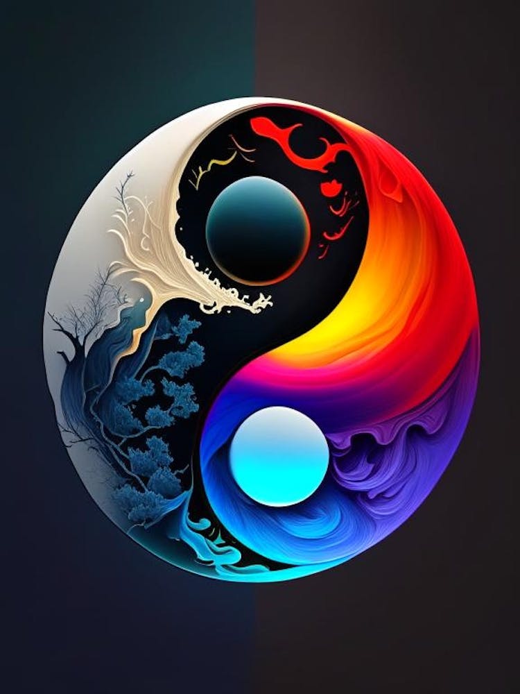 Colour Yin and Yang Illustration