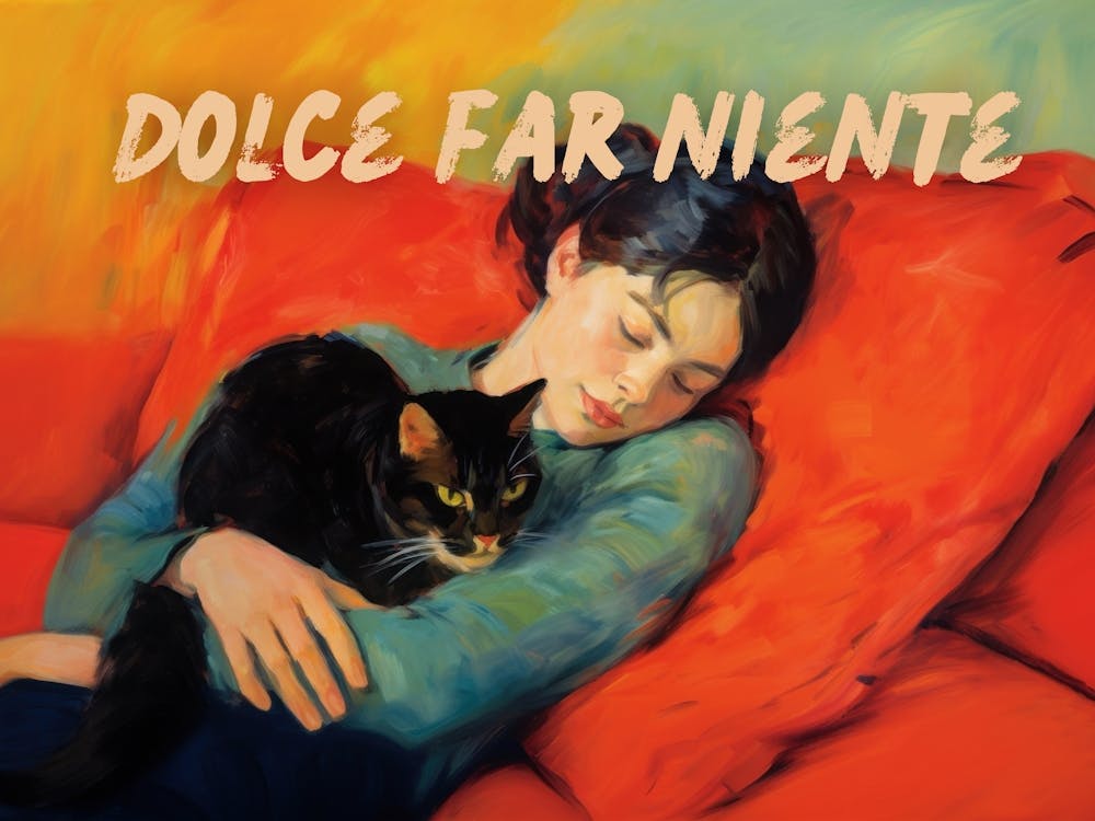 Dolce Far Niente Chat noir endormi Art mural vintage modifié et tendance
