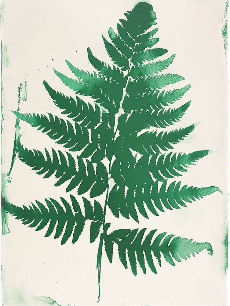 Green Ink Painting Of A Golden Leather Fern 3