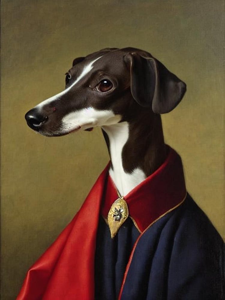 Italian Greyhound 2 Renaissance Portrait Oil Painting