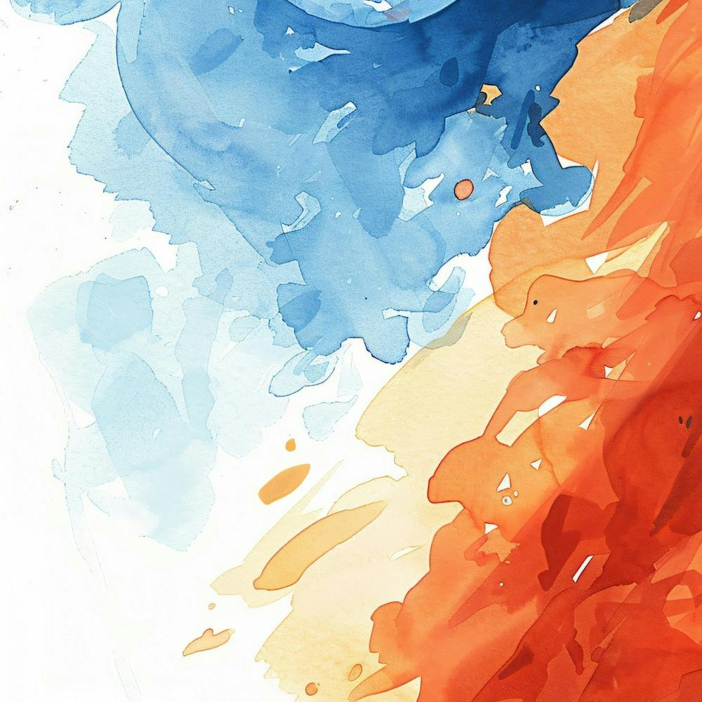 Watercolor Splashes Orange Blue