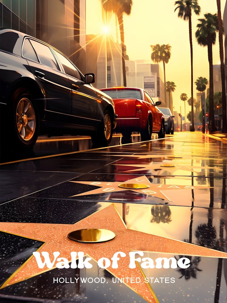 Hollywood Walk of Fame Los Angeles Modern Travel Illustration