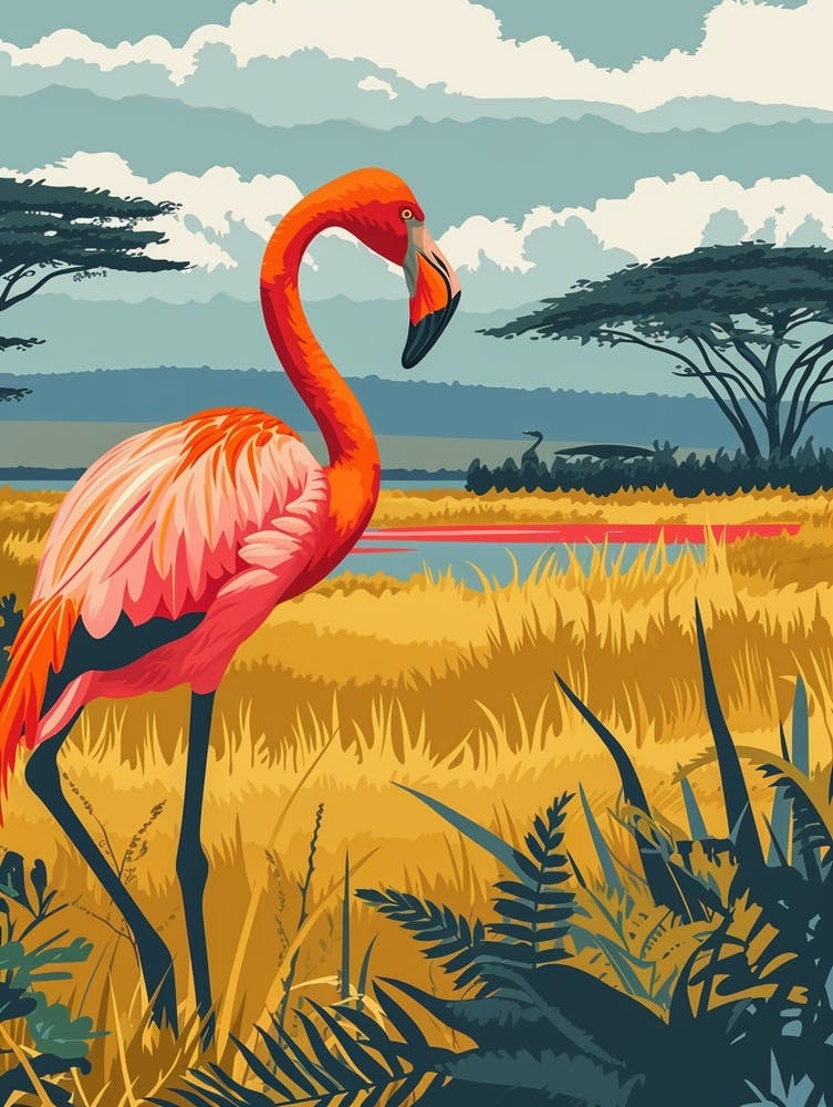 Greater Flamingo Lake Nakuru Nakuru Kenya Tropical Illustration 6