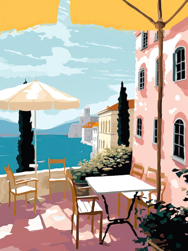 Ravello, Italie, Illustration aux tons pastels plats 2