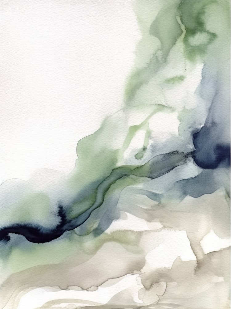 Aquarelle Abstraite Vert Pâle 1