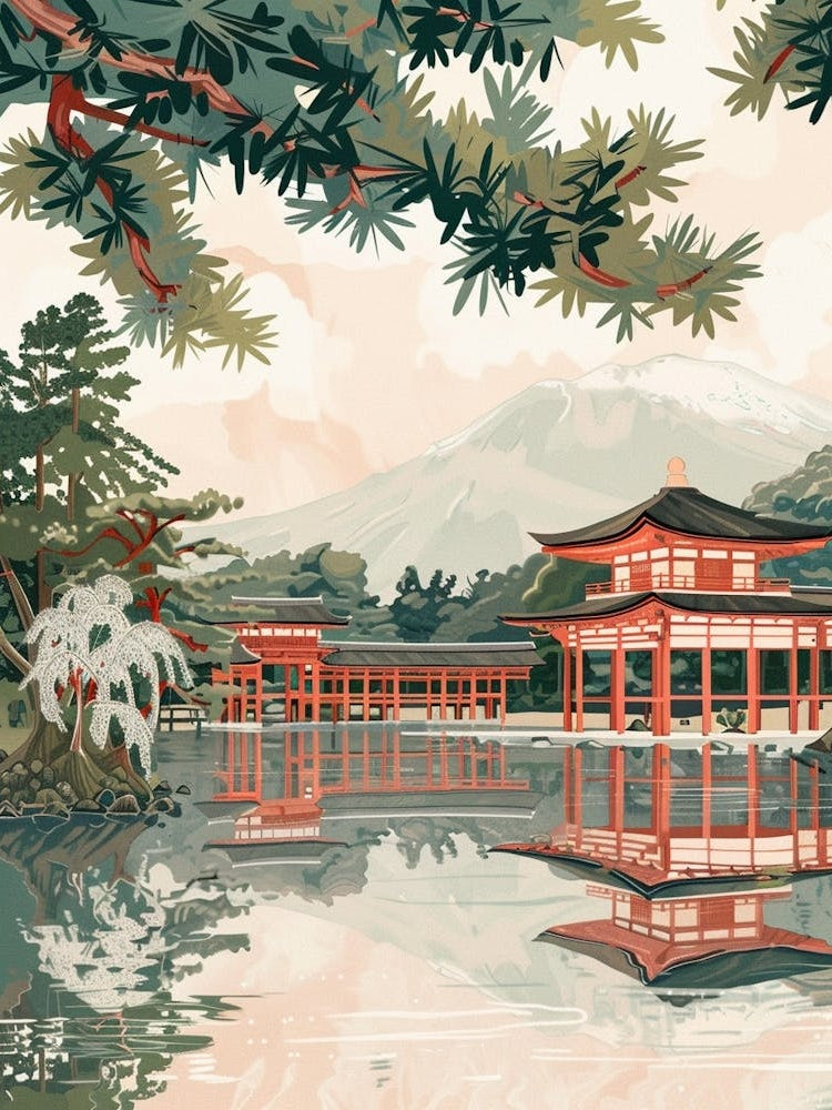 Miyajima Japan 1 Retro Illustration