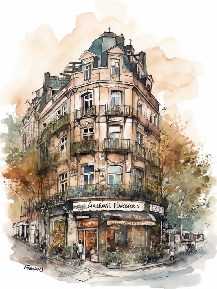 Kreuzberg Berlin Neighborhood, Watercolour 1