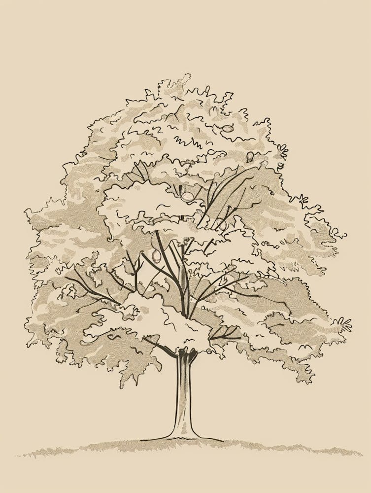 Walnut Tree Minimalistic Drawing 3