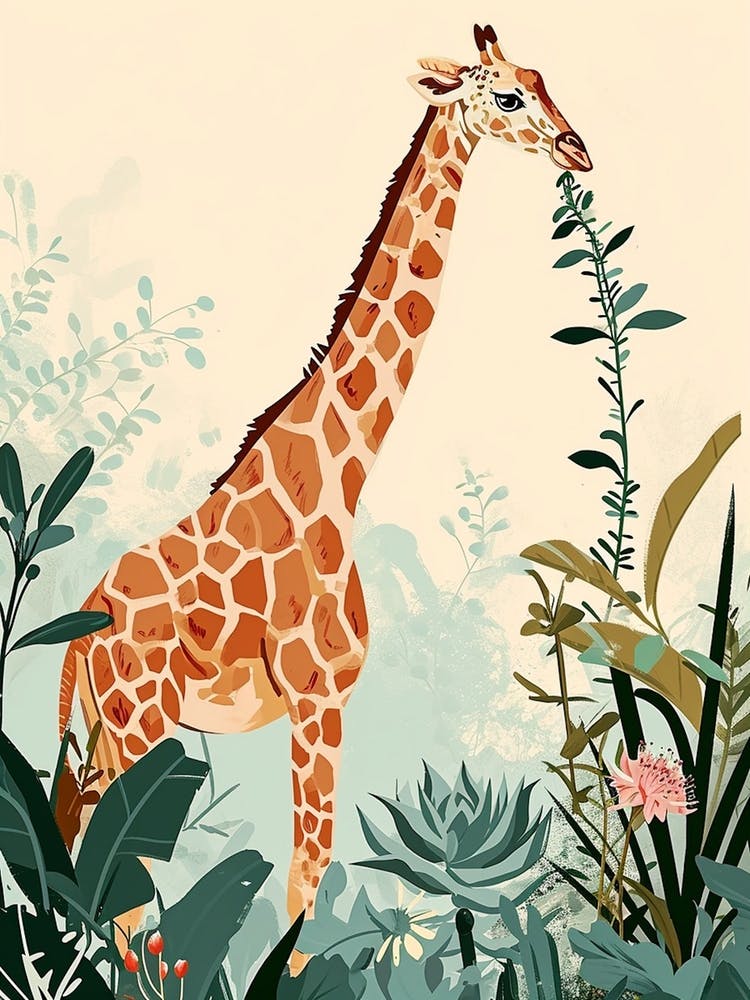 Giraffes Looking Over The Leaves 4