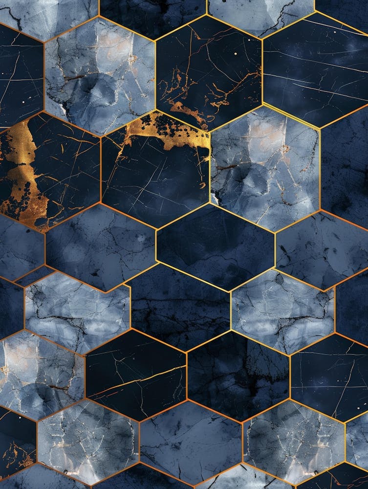 Blue And Gold Marble Pattern