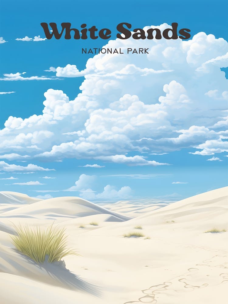 White Sands National Park New Mexico Travel Art Illustration