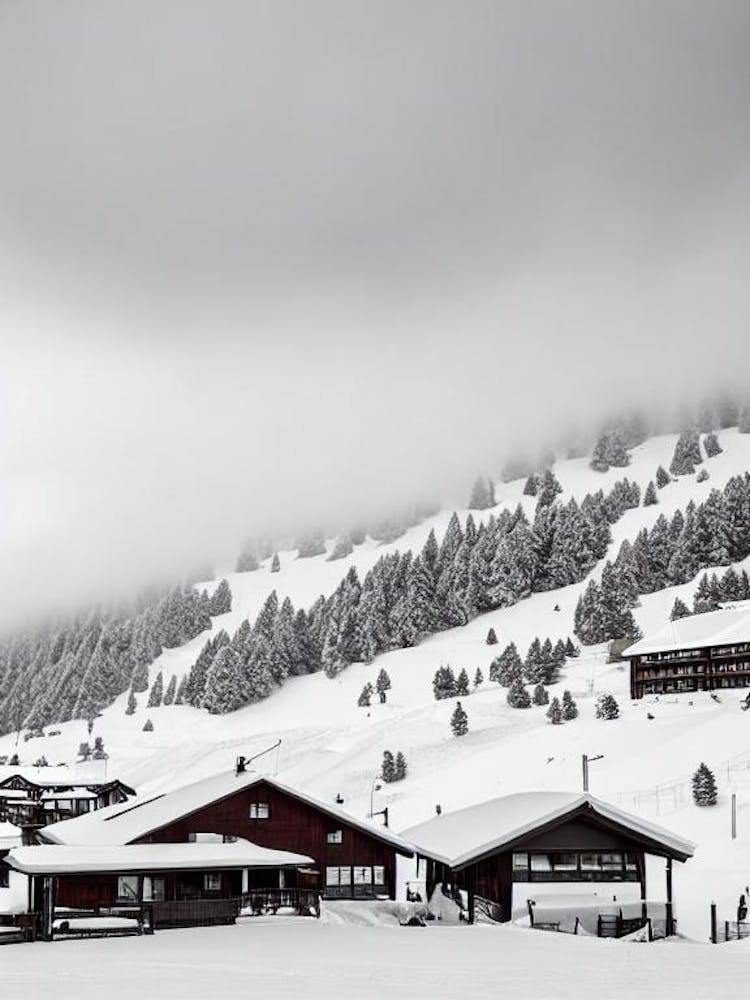 Cardrona, New Zealand Black And White Skiing Poster