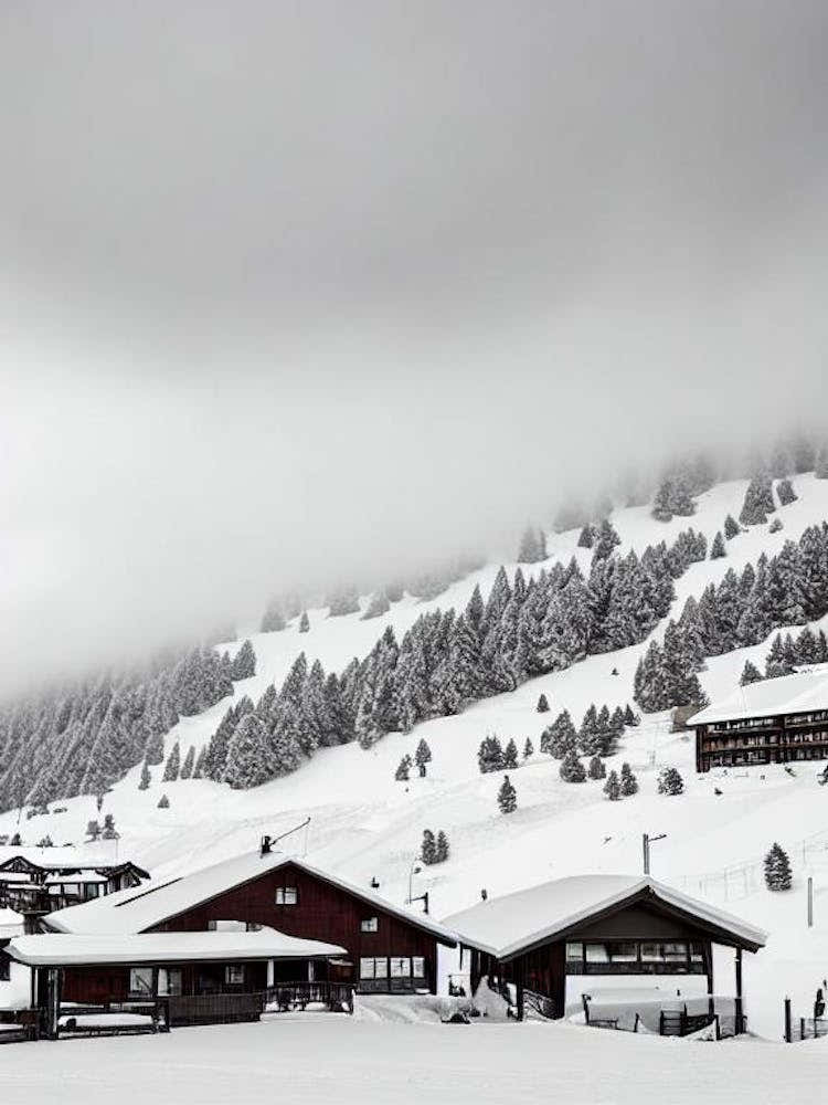 Cardrona, New Zealand Black And White Skiing Poster