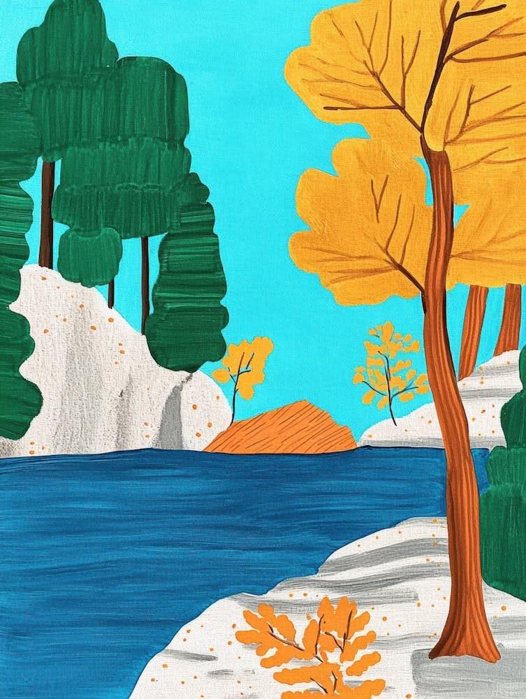 Autumn Trees By The River 1