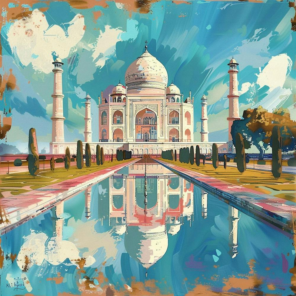 A Taj Mahal In Agra Expressive Strokes Illustrat 1719953822 3