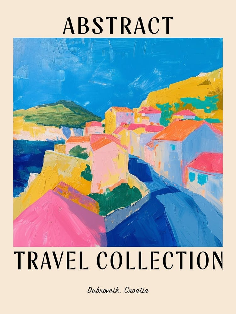 Abstract Travel Collection Poster Dubrovnik Croatia 4