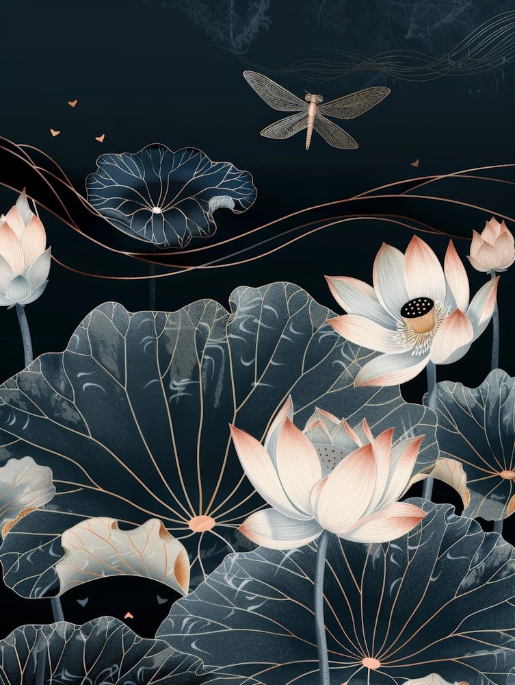 Lotus And Dragonfly 1