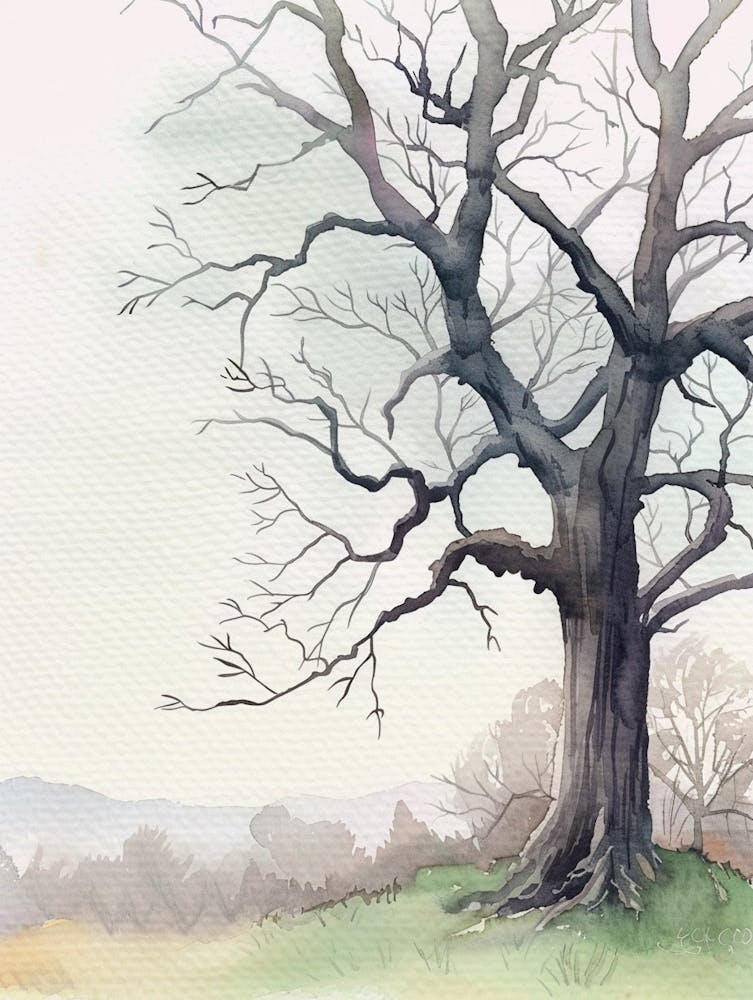 Ebony Tree Atmospheric Watercolour Painting 4