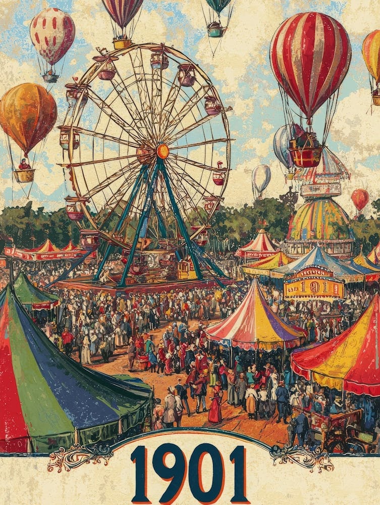 Aihrgdesign A Nostalgic Poster Of A 1901 Fairground With A Fe 175c30fc 4de8 4f74 95ae 83af8aee6ec5 1