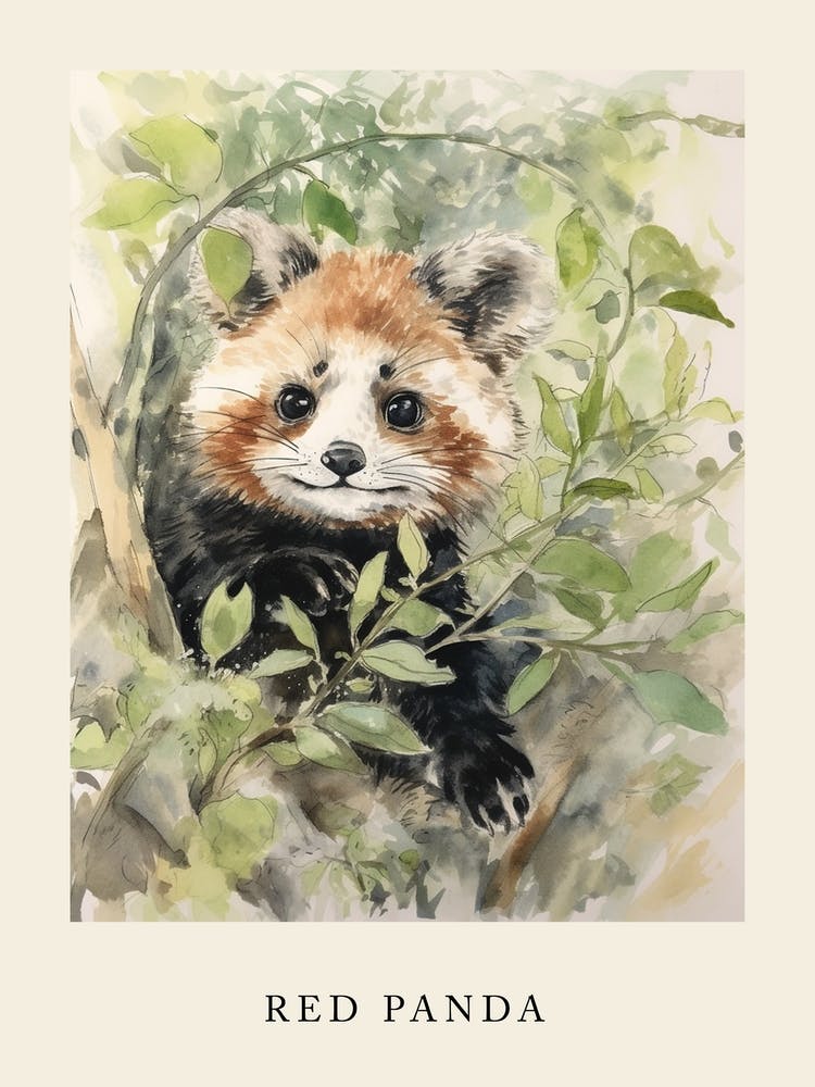 Beatrix Potter Inspired  Animal Watercolour Red Panda 4