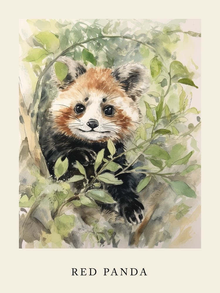Beatrix Potter Inspired  Animal Watercolour Red Panda 4