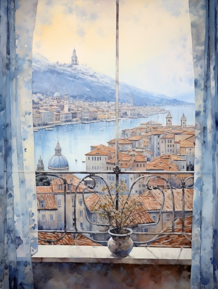 Winter Cityscape Lake Como Italy 2