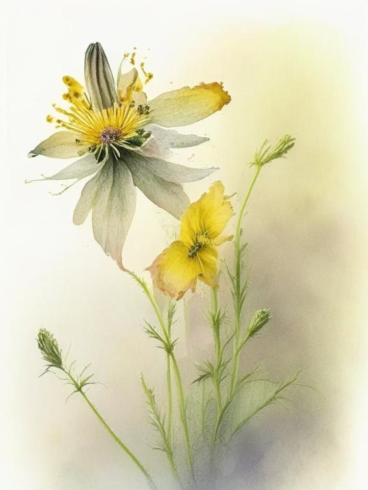 Thimbleweed Wildflower Watercolour