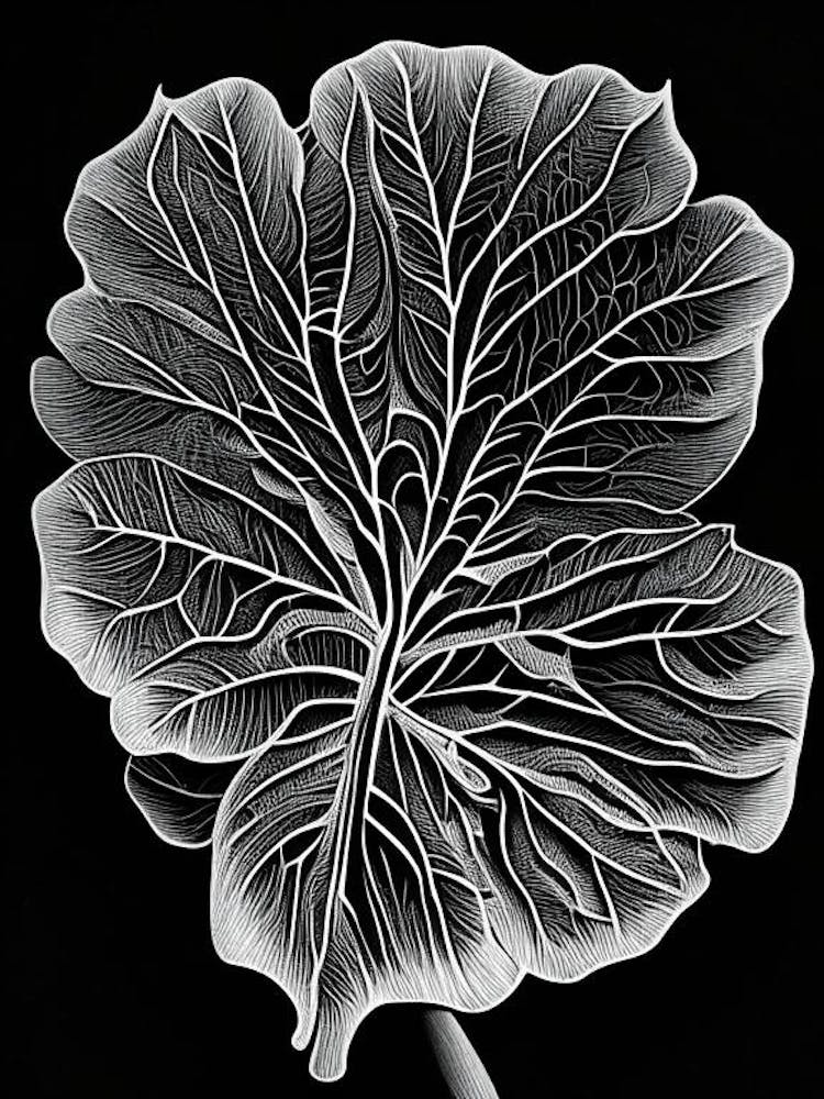 Gotu Kola Leaf Linocut 1