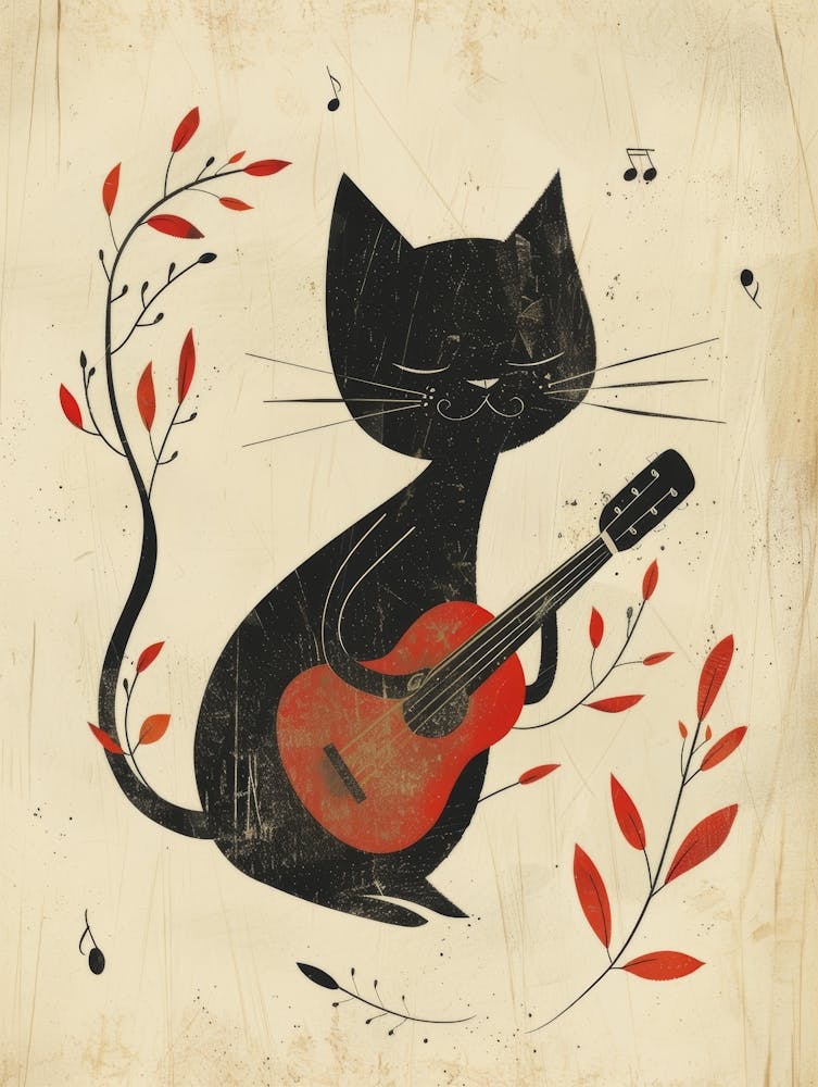 Black Cat Playing Guitar 1