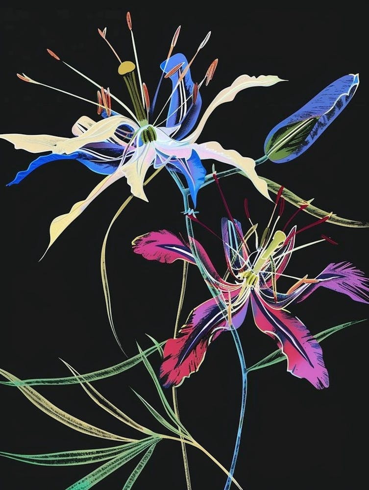 Neon Flowers On Black Love In A Mist Nigella 2